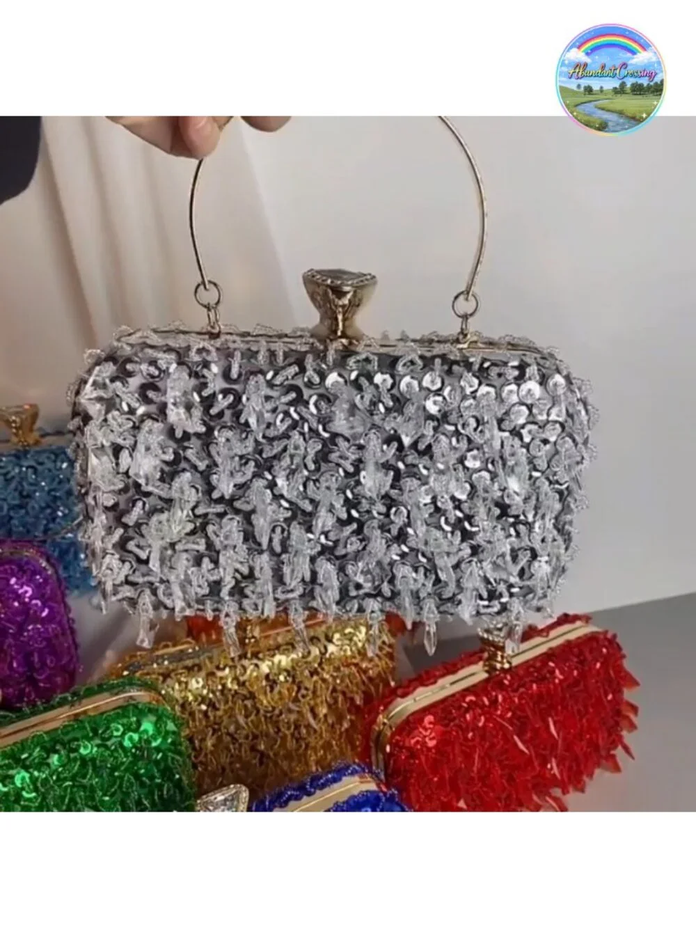 Embroidered Beaded Sequin Clutch Evening Bag Wedding Party Purse